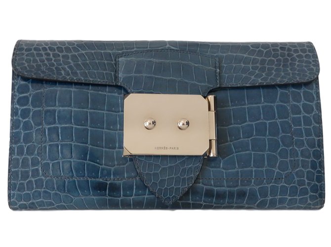 Hermès Clutch-Taschen Blau Exotisches Leder  ref.19822