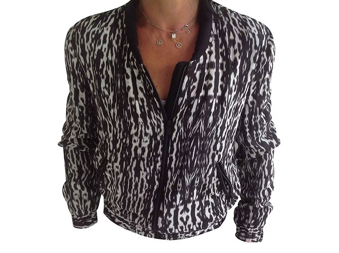 Chaqueta Teddy Ikks Estampado Zebra Viscosa 36 Estampado de cebra