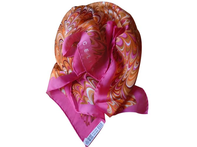 Céline Silk scarves Pink  ref.20027
