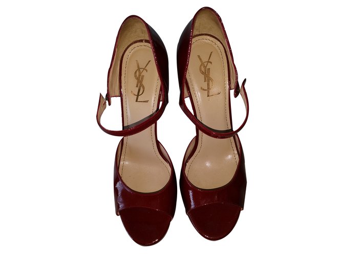 Yves Saint Laurent Heels Dark red Patent leather  ref.20112