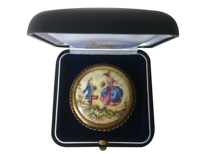Autre Marque Broche vintage porcelaine de limoges - début xx siècle Multicolore  ref.20123