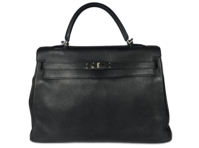 Hermès Hermes Kelly Taurillon Clemence bag Black Leather  ref.20165