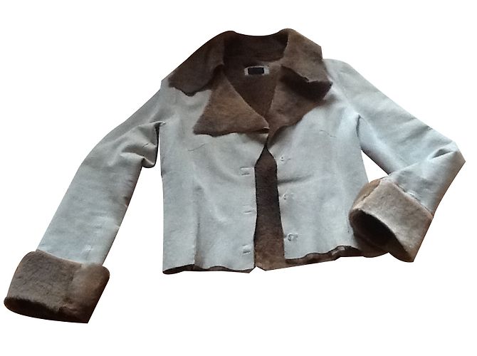 Pinko Lammfelljacke Beige Größe 2