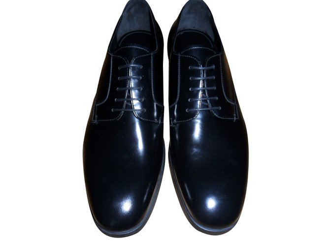 Scarpe da uomo Prada scarpe stringate formali in pelle nera nwt Nero  ref.20394