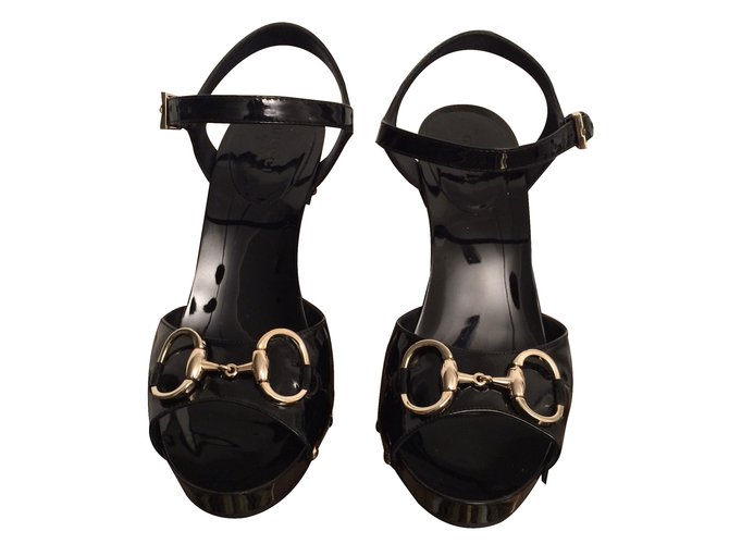 Gucci Sandals Black Patent leather  ref.20493