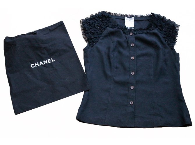 Chanel Top Viscose Noir  ref.20515