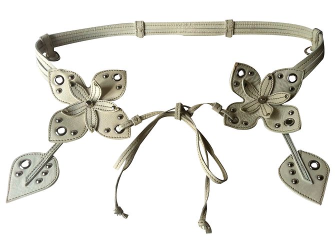 Miu Miu Leather Belt Cream Flower Collection