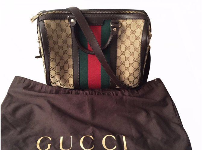 Gucci Gg Vintage Web Boston Bag