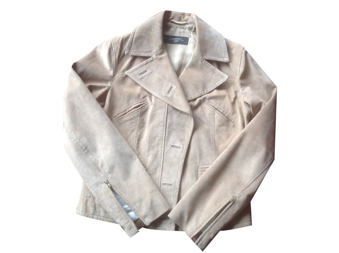 Weekend Max Mara Biker jackets Beige Leather  ref.20660