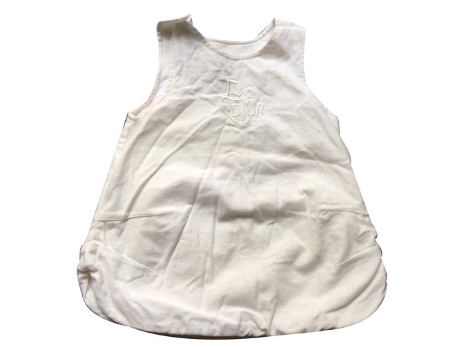 Baby Dior Robes fille Coton Blanc  ref.20669