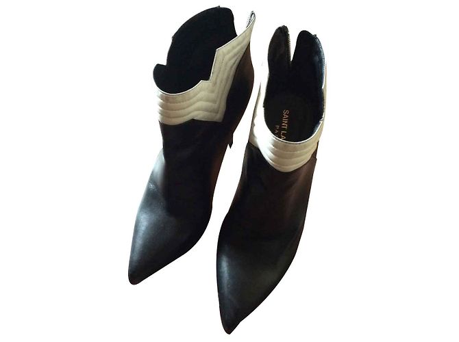 Saint Laurent Black Leather Ankle Boots