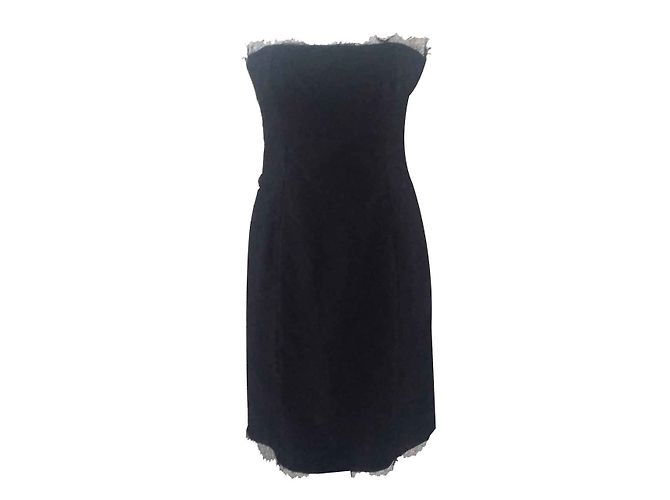 Robe bustier en dentelle noire Yves Saint Laurent 