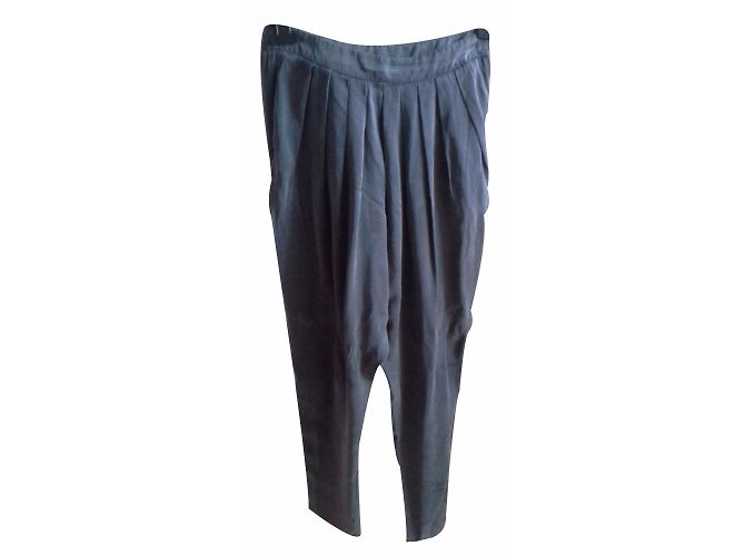 Maje Seidenharem Hose Blau Grau