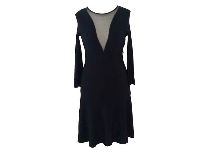 Christian Dior Kleid aus schwarzer Viskose mit tiefem Ausschnitt