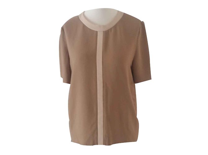 Top Chloé beige in viscosa a maniche corte