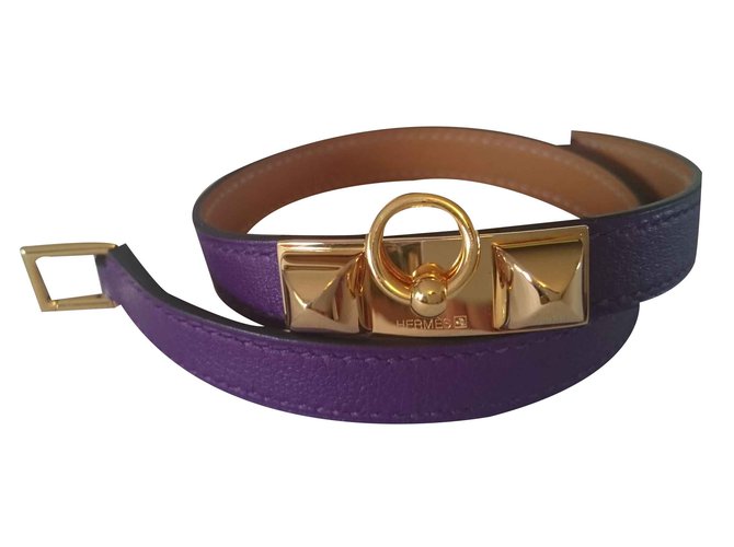 Hermès Bracelets Purple Leather  ref.20771