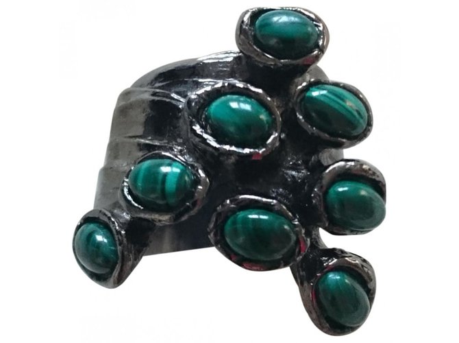 Yves Saint Laurent Rings Green Silver-plated  ref.20788
