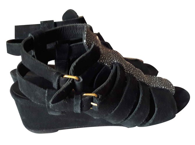 sandales spartiates Balenciaga Paris Cuir Noir  ref.20799