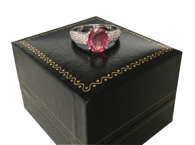 Autre Marque Rubi natural e anel de diamante Rosa Ouro branco  ref.20819