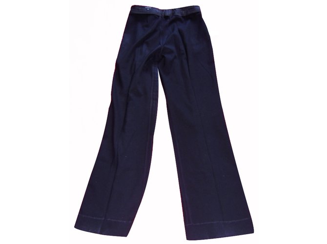 Pantalon droit très souple de chez Gucci avec zip métal sur le coté Laine Noir  ref.20841