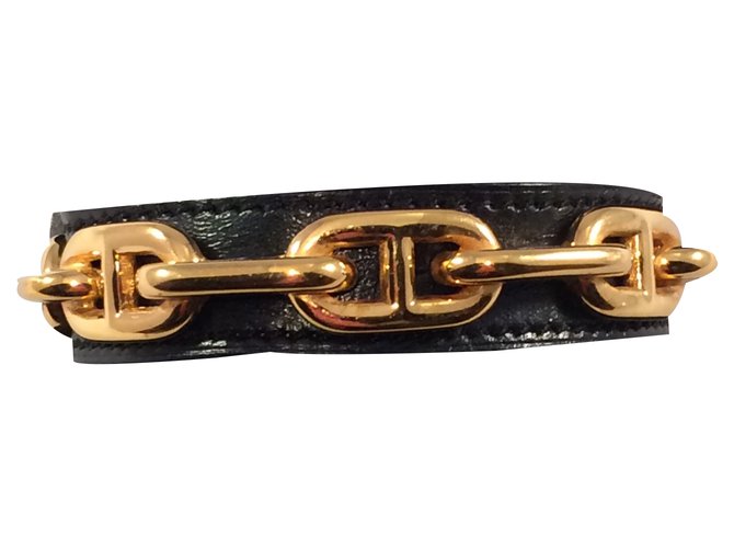 Hermès Bracelet vintage Cuir Noir  ref.20943