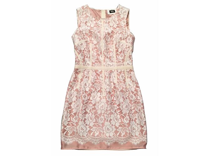 Vestido D&G de renda rosa e ecru