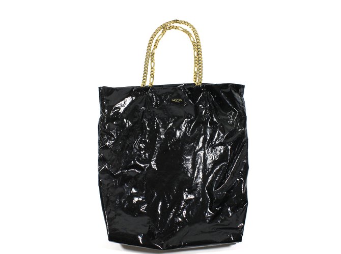 Lanvin Paper Bag Black Leather  ref.21088