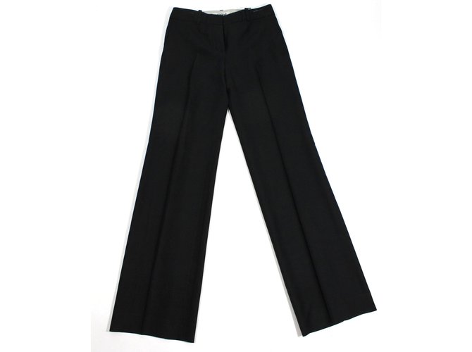 Chloé Pantalones Negro Seda Lana  ref.21200
