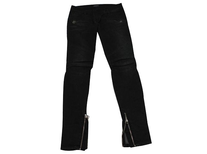 Jeans Balmain De Pierna Recta Negro Algodón