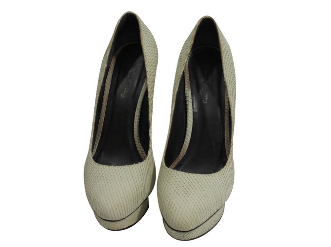 Elizabeth And James snakeskin round-toe platforms Cream Exotic leather  ref.21212