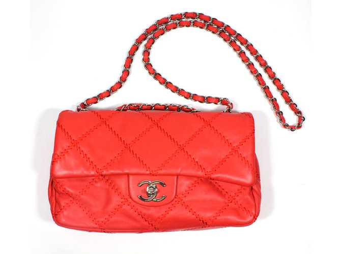 Chanel Red Quilted Lambskin Leather Ultimate Stitch Flap Bag - Yoogi's  Closet