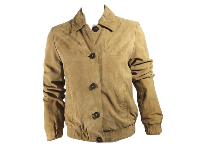 Eric Bompard Blouson en suede Cuir Beige  ref.21227