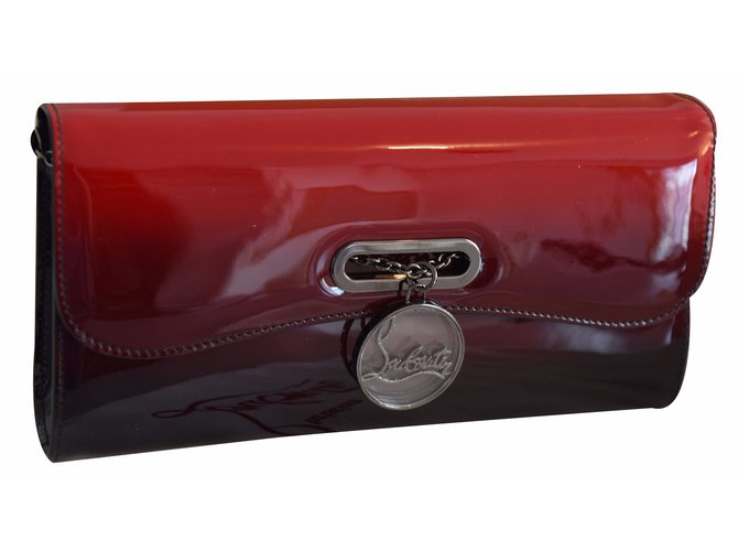 Christian Louboutin Riviera Clutch patent dégradé Black Red Cuir vernis Multicolore  ref.21308