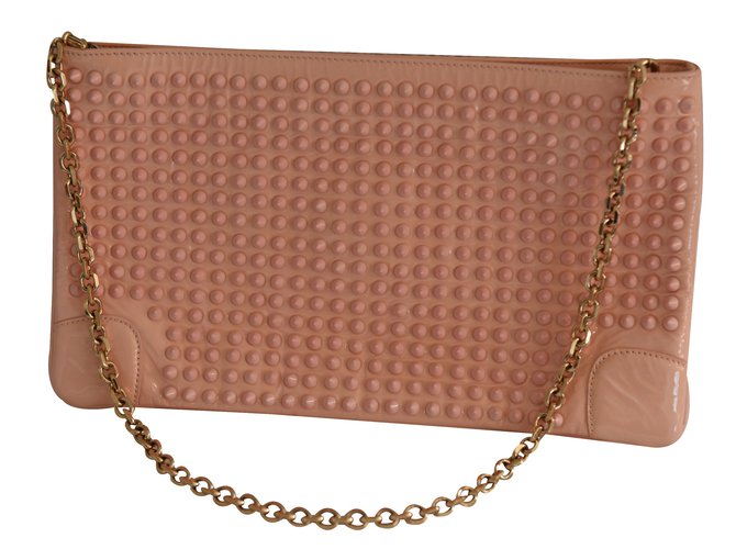 Christian Louboutin Pochette spike baby pink nude Cuir vernis  ref.21310
