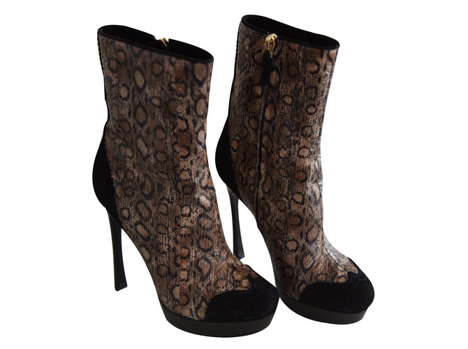 Yves Saint Laurent Stiefeletten Python drucken Exotisches Leder  ref.21312