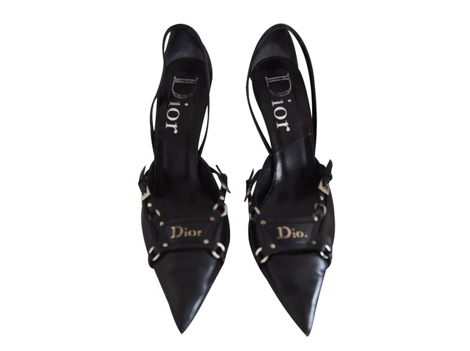 Christian Dior Escarpins noirs Cuir  ref.21314