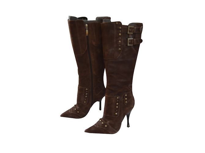 Botas Guess Castanhas de Nubuck com Tachas de Metal Marrom