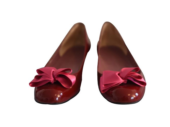Charles Jourdan Bailarinas de Charol Rojo Oscuro Burdeos