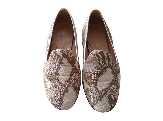Autre Marque Maripe Mules aus Leder Schlangenmuster Beige