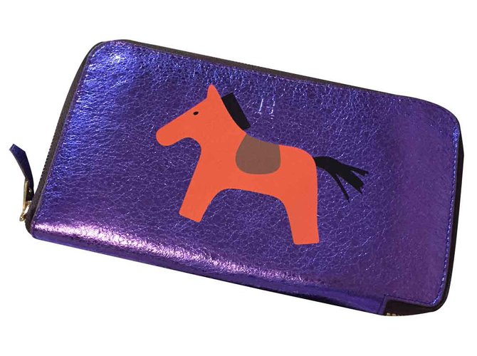 Hermès Hermes leather wallet Purple  ref.21434