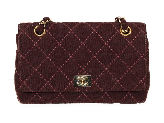 Timeless Chanel Handbags Dark red Tweed  ref.21460