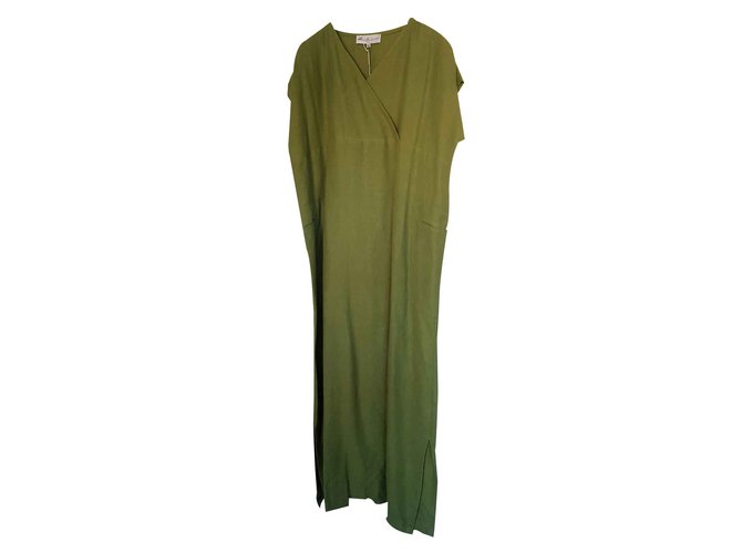Autre Marque Dress - Manuelle Gauibal Green Linen  ref.21536