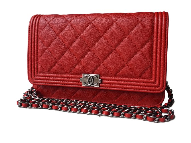 Boy Chanel Ragazzo WOC Rosso Pelle  ref.21600