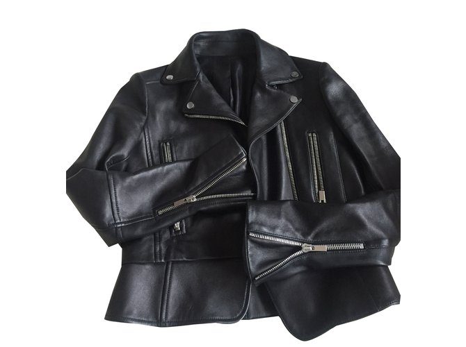 Balenciaga Biker jackets Black Leather  ref.21665