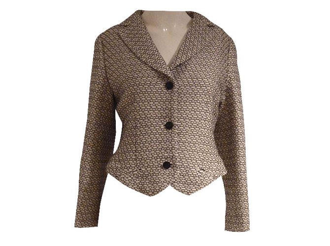 Chanel Autunno inverno 1998 Giacca di tweed Beige Lana  ref.21754