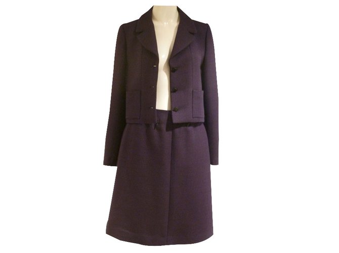 Chanel Pre-Fall 2001 Skirt Suit Purple Wool  ref.21757