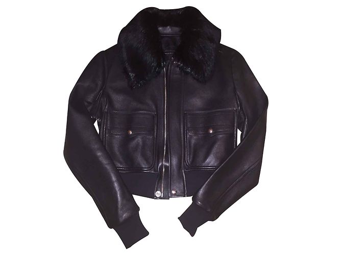 Givenchy leather jacket with fur IT38 Black