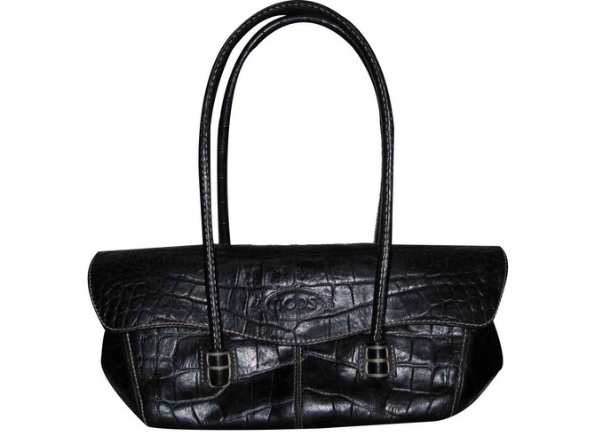 Tod's TOD'S CROC EMBOSSED LEATHER BAG 
