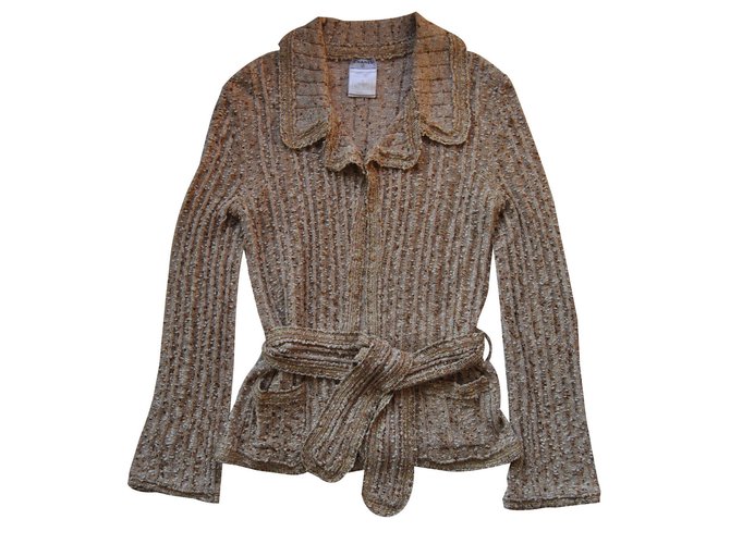 Chanel Knitted jacket Beige Tweed  ref.21911