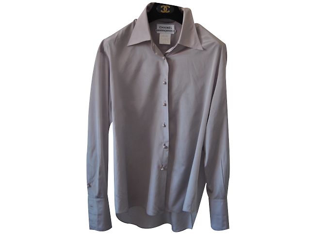 Chanel Camisa de seda com abotoaduras Roxo